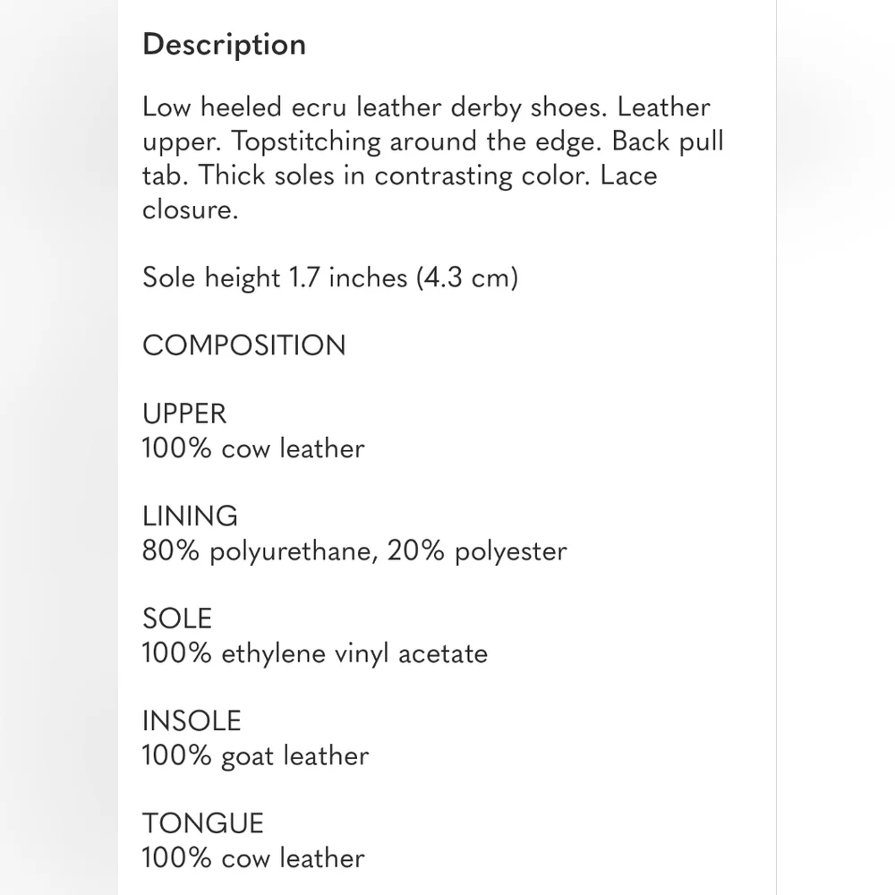 Zara Leather Lace Up Derby Shoes Off White New Size EU38 US 7 - Picture 5 of 6